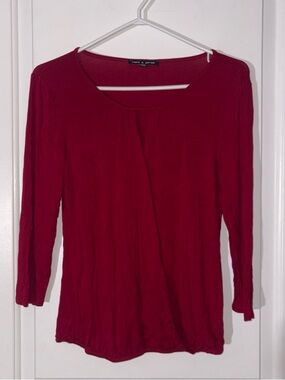 Cable & Gauge Wine Red Scoop Neck Long Sleeve Top